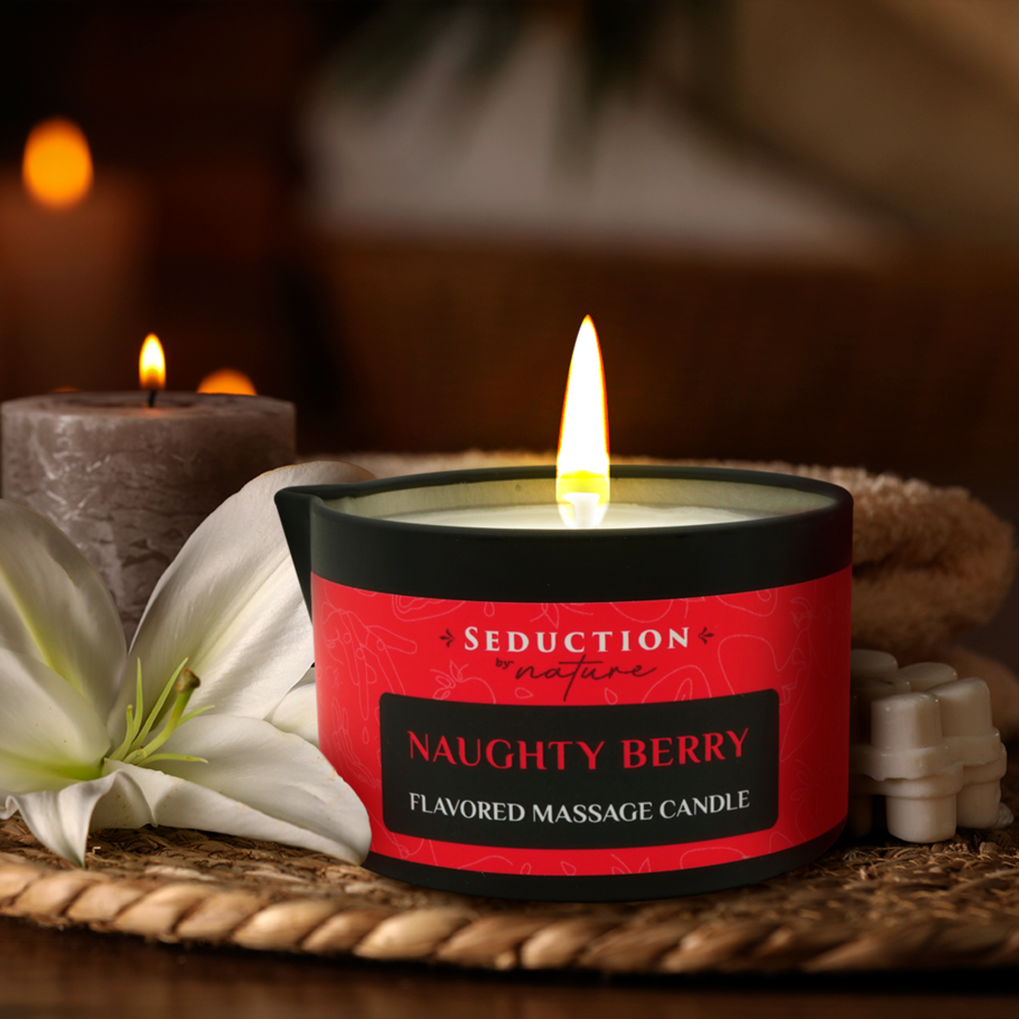 Naughty Berry Edible Massage Oil Candle
